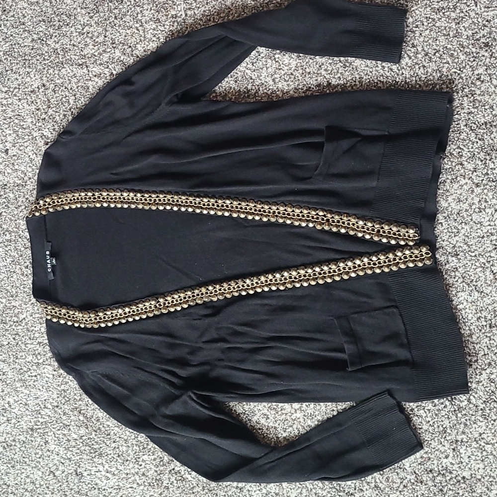 Back Knit Cardigan with Metal Detailing